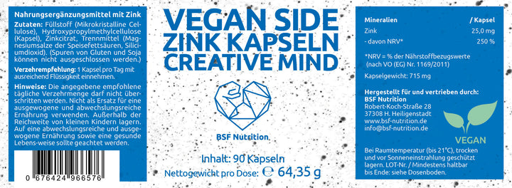 Vegane Zink-Citrat Kapseln